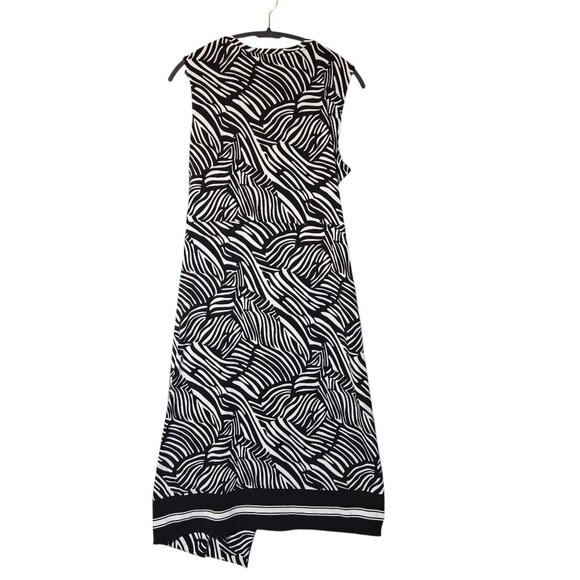 Michael Kors Zebra Print Faux Wrap Midi Dress Petite XL Black White Artsy NWT - Picture 9 of 14